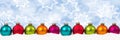 Christmas colorful balls banner decoration background snow winter copyspace copy space Royalty Free Stock Photo