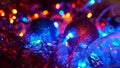 Christmas colorful New Year`s Bokeh neon lights. Abstract Blurred photo background with blinking lights from garlands and balls. D Royalty Free Stock Photo