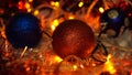 Christmas colorful New Year`s Bokeh neon lights. Abstract Blurred photo background with blinking lights from garlands and balls. D Royalty Free Stock Photo