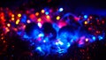 Christmas colorful New Year`s Bokeh neon lights. Abstract Blurred photo background with blinking lights from garlands and balls. D Royalty Free Stock Photo