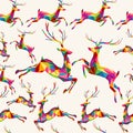 Christmas colorful triangle reindeer seamless pattern