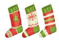 Christmas colorfull socks. Watercolor.