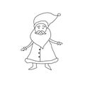 Christmas coloring book page. Funny hand drawn Santa illustration Royalty Free Stock Photo