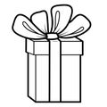 Christmas coloring book or page. Gift black and white vector illustration