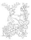 Christmas coloring page, Adult coloring page, Christmas activity, Christmas deer Royalty Free Stock Photo