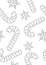 Christmas coloring page or seamless pattern with christmas cookies or gingerbread for adults, outline vector stock illustration as Royalty Free Stock Photo