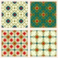 Christmas colors geometric seamless vector patterns. Royalty Free Stock Photo