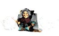 The Befana arrives flying on the broom Royalty Free Stock Photo