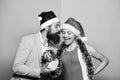 Christmas is coming. happy new year party. gift with love. time for presents. happy family couple celebrate xmas. santa Royalty Free Stock Photo