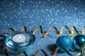 Christmas composition of candles on a blue background5 Royalty Free Stock Photo