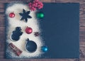 Christmas composition. Christmas background with copy space for text with flour on black background. Top view, flat lay