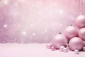 Christmas composition. Christmas pink decorations on pastel pink background. Generative AI