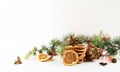 Christmas composition with dried orange slices, cinnamon and anise.