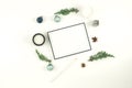 Christmas composition. Frame, branches,