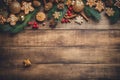 Christmas composition, frame with ginger snap, cookie and gingerbread, on brown wooden background. Generative AI Royalty Free Stock Photo