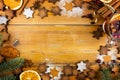 Christmas composition - gingerbread cookies, anise, cinnamon and Royalty Free Stock Photo