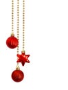 Christmas composition with hanging red decorations Royalty Free Stock Photo