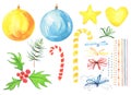 Christmas composition. 21 highly detailed New year watercolor il Royalty Free Stock Photo