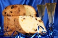 Christmas composition with panettone and spumante