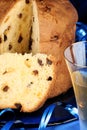 Christmas composition with panettone and spumante