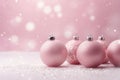 Christmas composition. Christmas pink decorations on pastel pink background. Generative AI