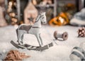 Christmas composition with rocking horse Royalty Free Stock Photo