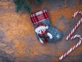 Christmas composition with sack of santa and fir branches Royalty Free Stock Photo