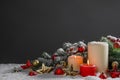 Christmas composition on snow Royalty Free Stock Photo