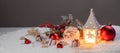 Christmas composition on snow Royalty Free Stock Photo