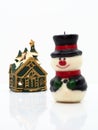 Christmas composition,snowman and small green house