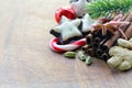 Christmas composition, spices and cookies