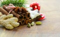 Christmas composition, spices and cookies Royalty Free Stock Photo