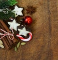 Christmas composition, spices and cookies Royalty Free Stock Photo