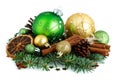 Christmas composition with spices and ornaments Royalty Free Stock Photo