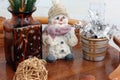 Christmas composition. Winter mood. Christmas decorations. Snowman Royalty Free Stock Photo