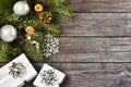 Christmas composition on a wooden background Royalty Free Stock Photo