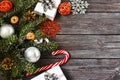 Christmas composition on a wooden background Royalty Free Stock Photo