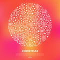 Christmas concept in circle with thin line icons: Santa Claus, snowflake, reindeer, wreath, candy cane, polar bear in hat, angel, Royalty Free Stock Photo