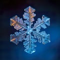 Christmas concept, 3d snowflake with shadow on dark blue colored background. Royalty Free Stock Photo