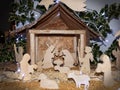 Christmas concept: nativity scene carved in wood Royalty Free Stock Photo