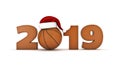 Christmas 2019 concept. Orange basket ball. Royalty Free Stock Photo