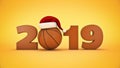 Christmas 2019 concept. Orange basket ball. Royalty Free Stock Photo