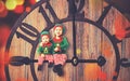 Christmas concept. Two little elf helper of Santa Royalty Free Stock Photo