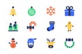 Christmas concept of web icons set in simple flat design Royalty Free Stock Photo