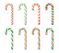 Christmas confection. Candy cane sticks, isolated sugar lollipop traditional xmas celebration element, peppermint sweets