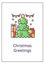 Christmas congrats greeting card with color icon element