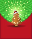 Christmas congratulations red green tree gingerbre Royalty Free Stock Photo