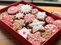 Open Christmas Cookie Box for Gifting Royalty Free Stock Photo