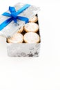 Christmas Cookie Container with Ribbon filled with Mince Pies Royalty Free Stock Photo