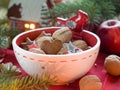 Christmas cookies, candy and nuts Royalty Free Stock Photo